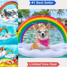 Inflatable Rainbow Drink Holder 37 Inch Pool Party Float Beach Bath Toy