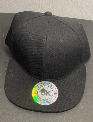 NEW Vintage BK Caps Original Snapbacks All Black Snapback Hat 100% Acrylic