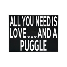 Love And a Puggle Wood Sign, Puggle Dog Mom Gift