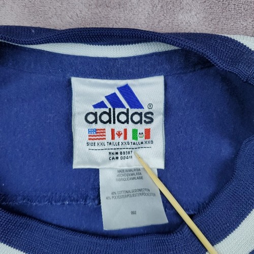 Maglione girocollo vintage ADIDAS originale logo uomo taglia 2XL blu 3 righe - Foto 9 di 24