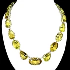 925 Sterling Silver Necklace Oval Lemon Quartz 447ct Handmade Gemstone 21.5in