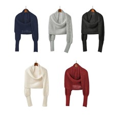 Women Crossed Back Shawl Wrap Warm Knitted Cape Cropped Sweater Scarf with