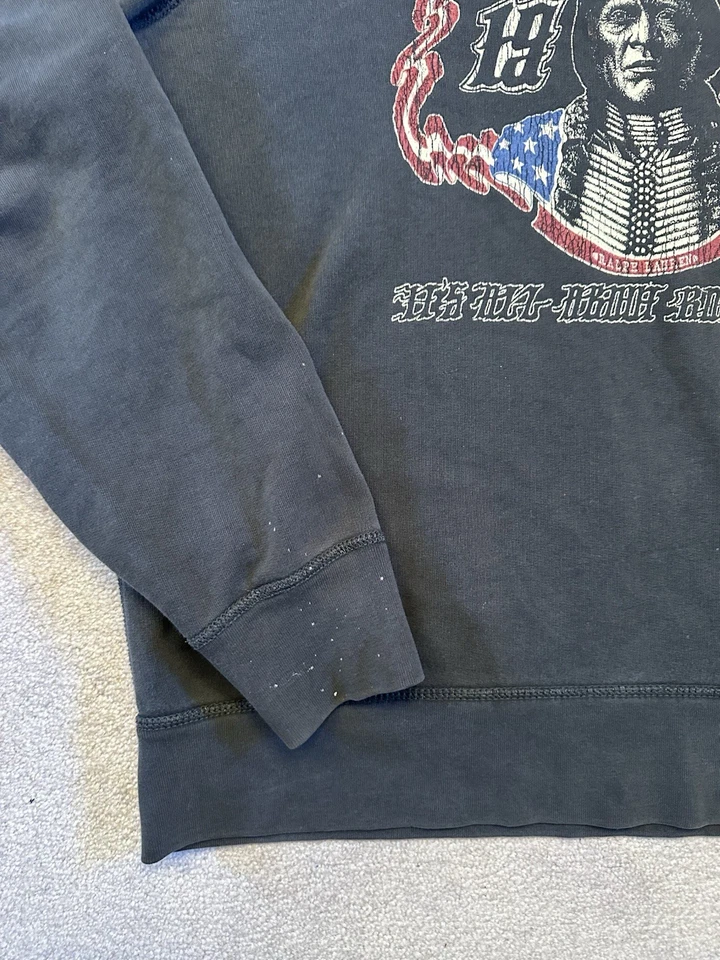 Ralph Lauren Denim & Supply Motociclista Cuello Redondo Negro Desteñido Vintage Sudadera XXL 2X Foto 4 de 4