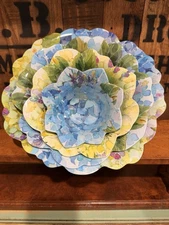 Set of 4 NICOLE MILLER Hydrangea Floral Nesting Serving Bowls Dishes Melamine