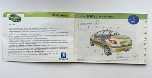 PEUGEOT 206 - 206CC OWNERS MANUAL HANDBOOK 2001 PRINT - WALLET PACK 2000 - 2004 - Picture 5 of 10
