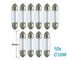 10x C10W SV8.5-8 41mm 12V 10W Glühlampe Birne Soffitte Auto Lampe Glassockell