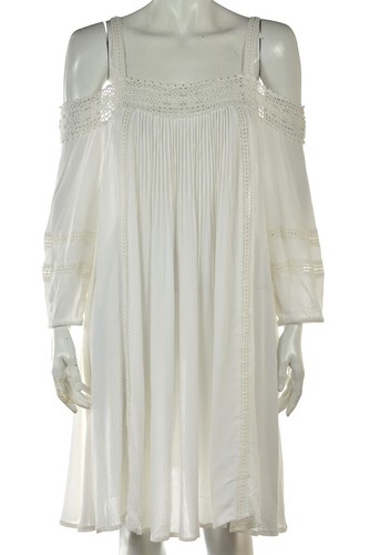 Asos Dress Size 6 White Tunic Knee Length 3/4 Sleeve Open Shoulder Casual - 第 1/5 張圖片