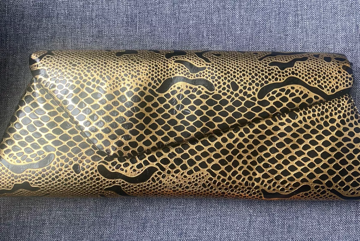 Gold snake print clutch hotsell bag