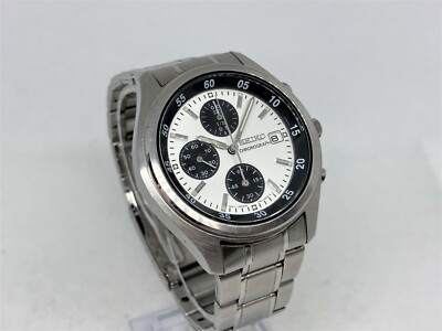 Rare Auth SEIKO Chronograph Men's Wristwatch Watch Panda Dial