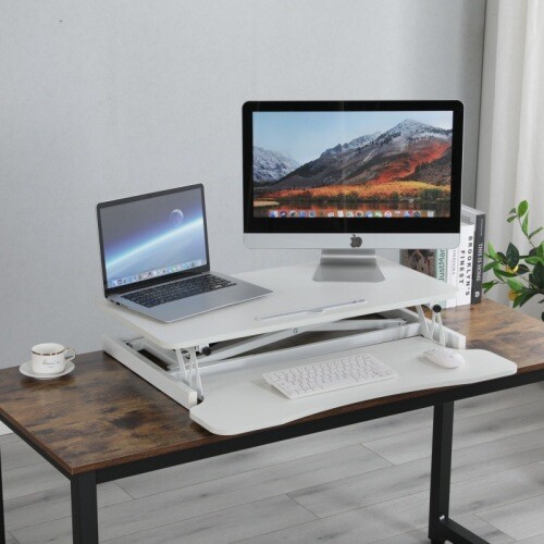 32 Inch Desk Converter, Height Adjustable Sit to Stand Riser, Laptop Workstation - Picture 14 of 14