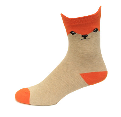 Hot Sox Kid's Fox Crew Sock 1 Pair, Natural Melange, Large/X-Large