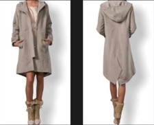 $490 Thakoon Wool Silk Lining Stone Grey Hooded Coat  4 Small Nwt