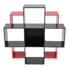 3 Tiers Wall Mounted Bookcase Modern Book Shelf Bookcase With 9 Compartments