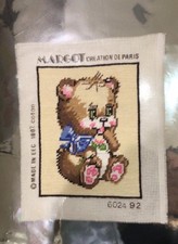 Quadretto già ricamato a mano tecnica mezzo punto - Orsetto - Margot