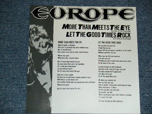 EUROPE Japan 1989 SEP-37 PROMO ONLY 7"45 MORE THAN MEETS THE EYE - Foto 2 di 6