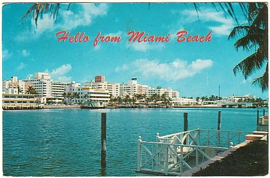 Hello from Miami FLORIDA Vintage Chrome Postcard