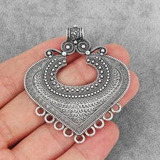 2Pcs Antique Silver Open Heart Multi Strand Connectors Jewelry Necklace Pendants
