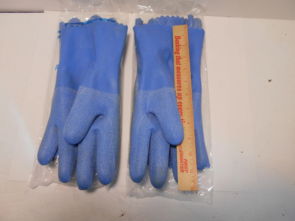 Blue Grit Rubber Work Gloves Mens Size Large P N 6852L eBay