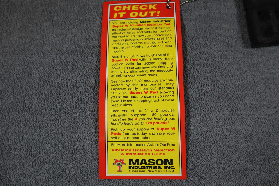 Mason Padding Mason Industries, Super W, Vibration Isolation Pad, 4