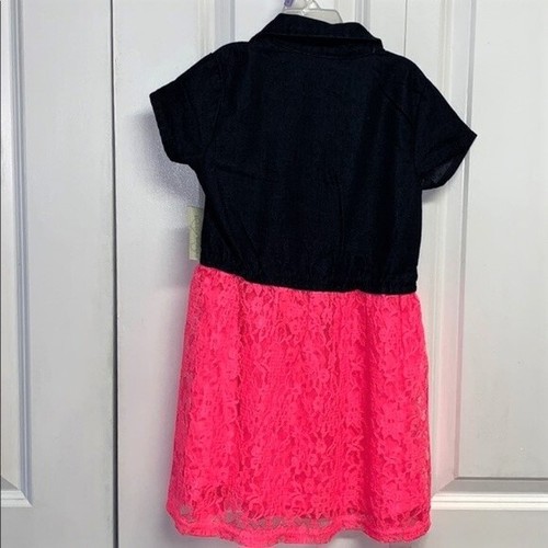 Bobbie Brooks Dark Denim Pink Spitze Lagenlook Kinder Kleid Mädchen Gr. S NEU - Bild 5 von 6