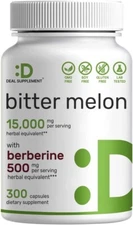 Bitter Melon 15000mg Per Serving with Berberine HCL Plant Based 300 Capsules