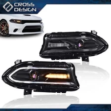 Fit For 15-22 Dodge Charger Halogen LED DRL Projector Headlights Lamp LH RH Side