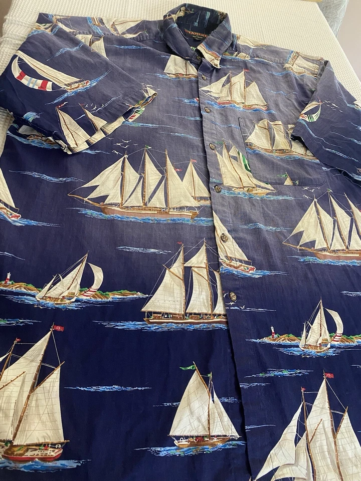 Tango by Max Raab Sail Boat All Over Print Shirt Men’s Size XL Button Up Polo - Image 4 of 4