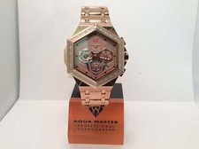 Men Aqua Master Jojo Jojino Joe Rodeo Rose Metal Band 48mm Diamond Watch W#356