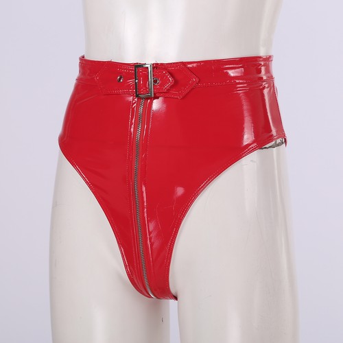 Womens Latex Wet Look Booty Shorts High Waisted Zipper Crotch Cheeky Hot Pants - Picture 53 of 70