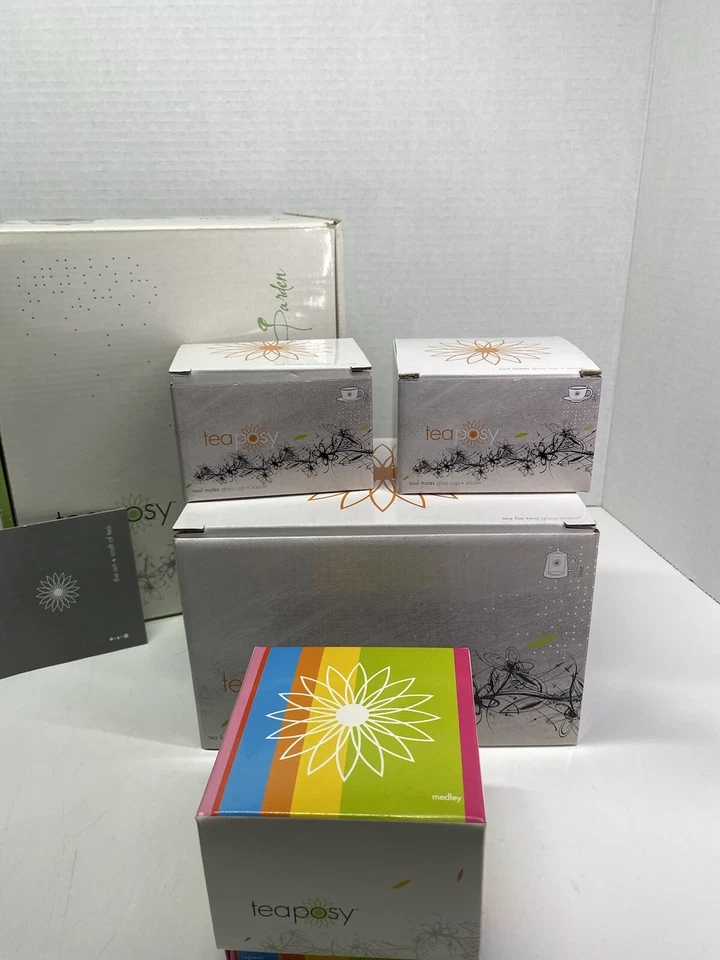 Teaposy Tea For Two Gift Set Blooming Small Glass Tea Pot With Cups Saucers Teas - Image 2 of 4