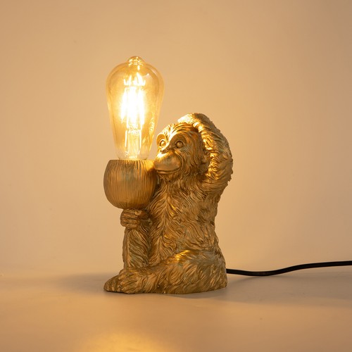 Modern Gold Table Lamp Resin Sitting Monkey Desk Lamp Lighting Fixture Decor 60W - Picture 14 of 23