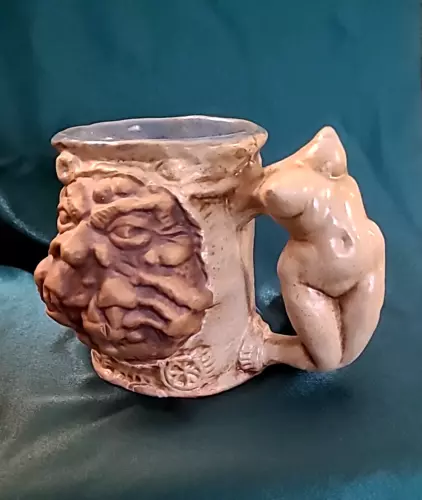 ORIGINAL 1971 RUMPH POTTERY TROLL MUG WITH NUDE WOMAN HANDLE