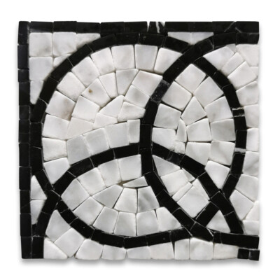 B0103CP Eternal Rings Carrara White Black Marble Mosaic Corner Tile Polished