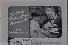 1941 Bell  Howell advertisement, FILMO 8 movie camera boy  gramps with tin car