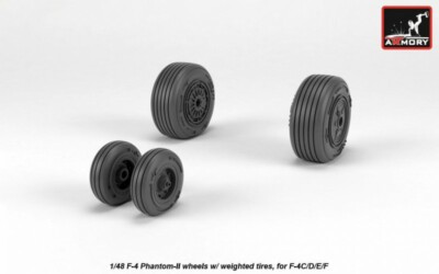 Wheels w/weighted tires for F-4 Phantom-II, mid scale 1/48 Armory AW48324