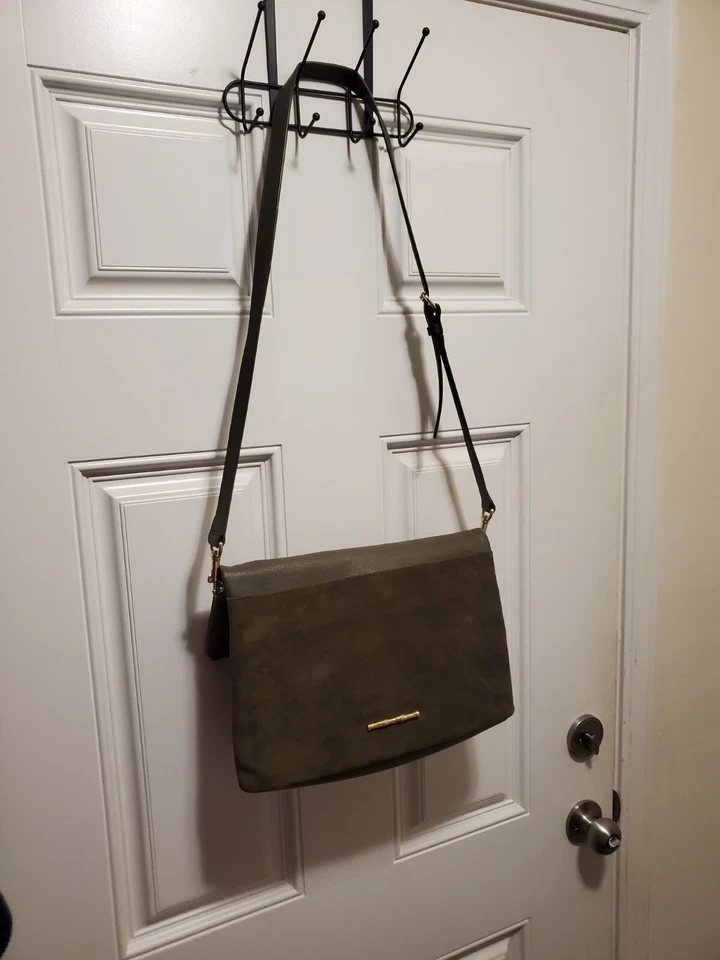 Bolso de Mano Plegable Elaine Turner Premium Cuero Guijarro Verde y Gamuza Jax Foto 3 de 4