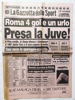 GAZZETTA DELLO SPORT 14 APRIL 1986 TURIN-INTER PISA-ROME 2-4 MILAN-NAPLES 1-2