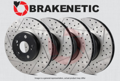 FRONT+REAR BRAKENETIC Premium Drilled Slotted Brake Disc Rotors BPRS35586