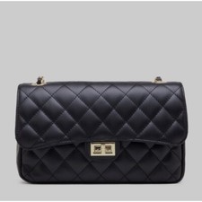 Persaman New York Capri Quilted Leather Shoulder Bag In Black