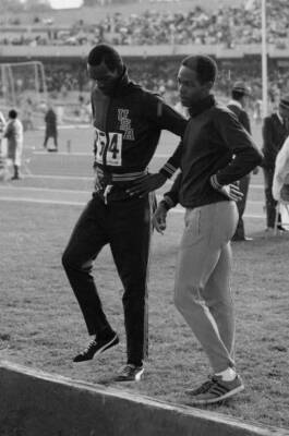 American athlete Bob Beamon after winning long jump Mexico Cit- 1968 Old Photo