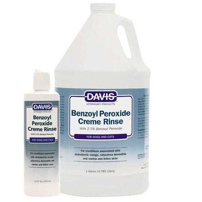 Davis Benzoyl Peroxide Dog Grooming Creme Rinse 12 oz