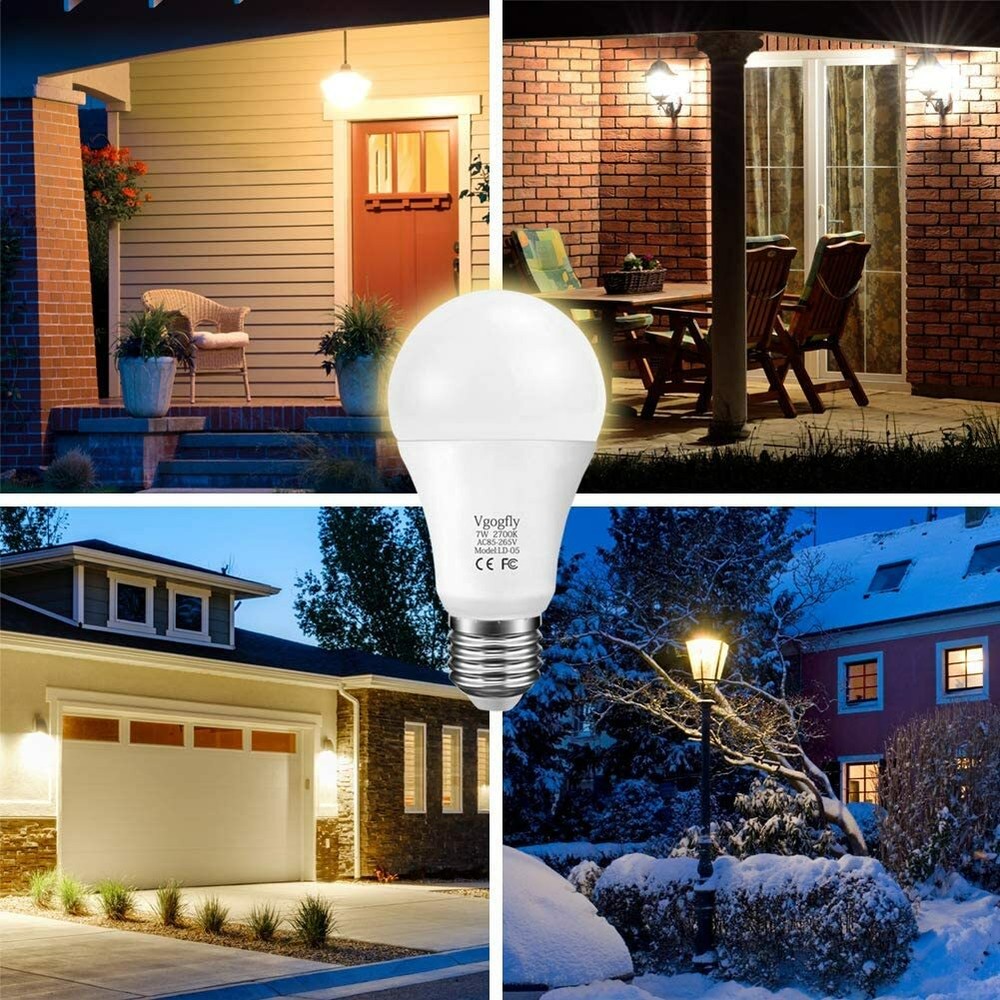 4x LED Motion Sensor Light Bulbs Dusk to Dawn Lights Lamp Automatic On/Off