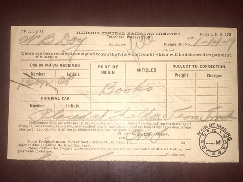 Rare scarce illinois central railroad company Postcard with IC Perfin Stamp - Picture 3 of 3