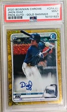 2020 Bowman Chrome Jhon Diaz Pros. Auto - Gold Shimmer 49/50 #CPAJDI PSA MINT 9