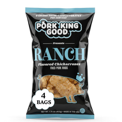 Pork King Good Ranch Pork Rinds (Chicharrones) (4 Pack) Keto Snacks