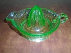 Vintage Green Uranium Glass Citrus Reamer Juicer Handled Depression Federal