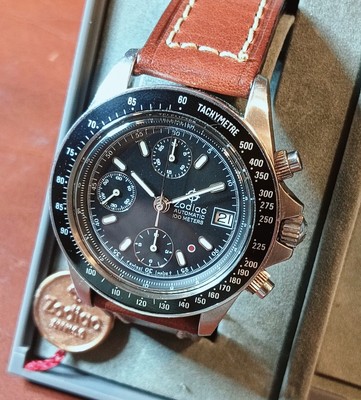 Zodiac Red Dot vintage diver chronograph automatic Valjoux 7750 original box