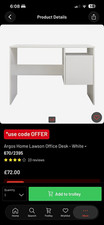 Argos Home Lawson Computer Desk White w/ Shelf 100x50x76cm MPN 670/2395
