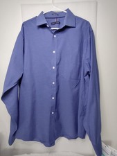 Tommy Hilfiger Men's Dress Shirt Regular Fit, Wrinkle-Free, Solid Blue, Size XL