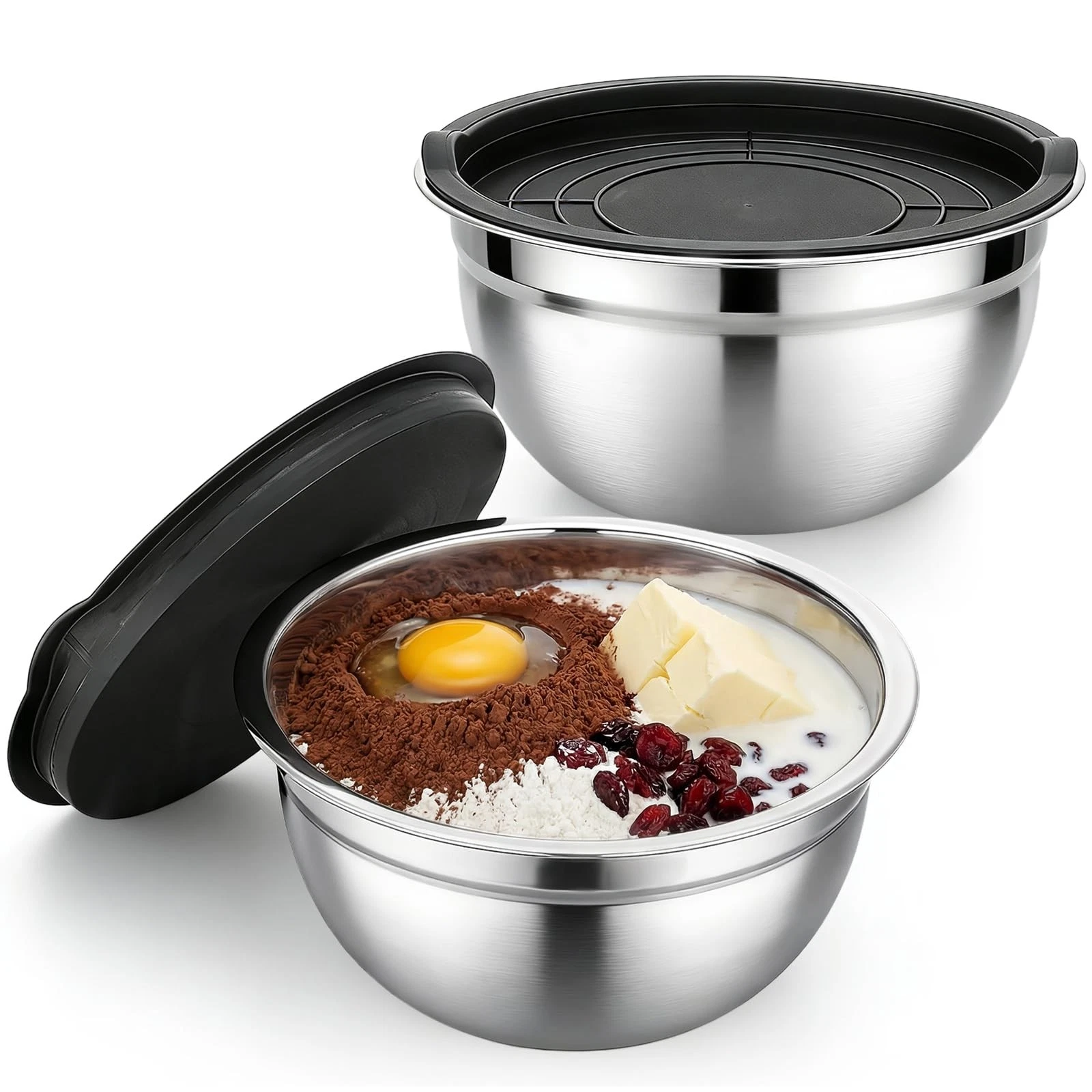 Mixing Bowls with Lids, 2 Pack 1.5 QT Small Stainless Steel Mixing Bowls with...
